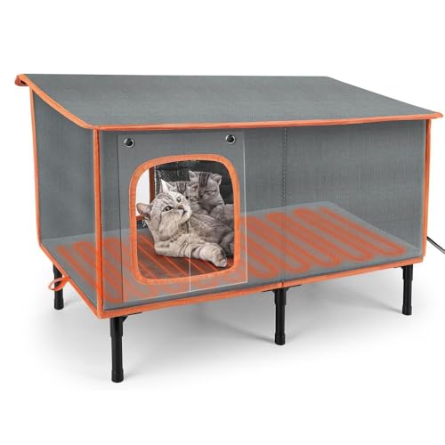Diexgiy 屋外用 加熱式 防水 折りたたみ式 猫ケージ ペットフェンス テント (L,グレー)