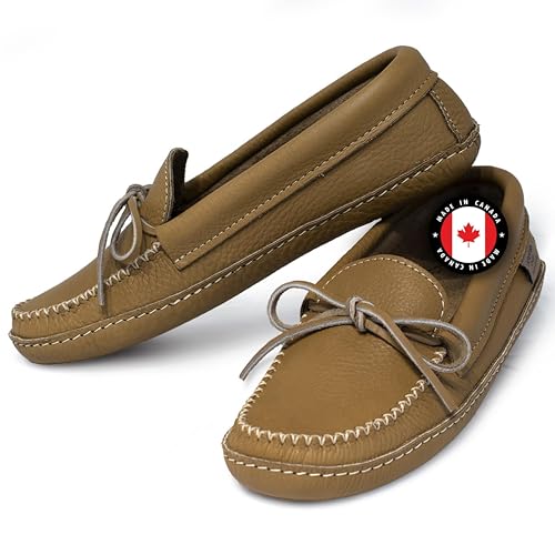 Image of Laurentian Chief Moccasin Slippers for Women with Genuine Cowhide Leather - Canadian Quality Durable Comfortable Stylish Indoor Fancy Shoes for Ladies