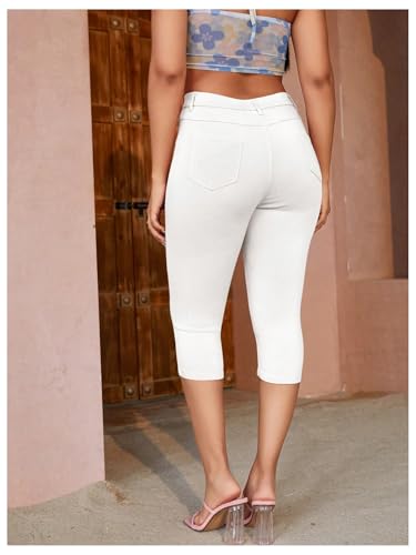 SHENHE Women's Capri Pants High Waisted Stretch Dressy Work Casual Skinny Cropped Trousers3