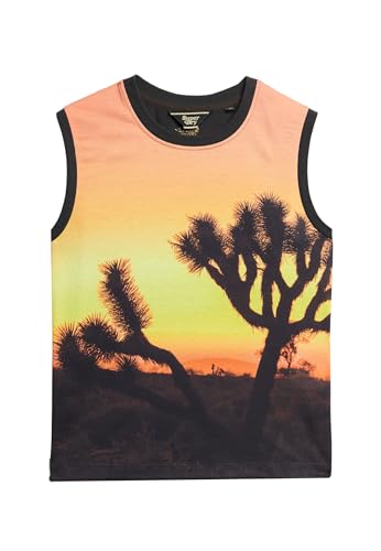 Superdry Para Mujer. W6011959A Camiseta De Tirantes Con Subestampado Naranja, Negro (L), Casual, AlgodóN, Sin Mangas / Tirantes