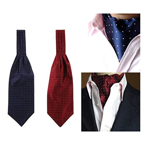 Conjunto De 2 Gravatas De Seda Polka Dot Dos Homens Laços Jacquard Tecido Presentes Casuais Ascot