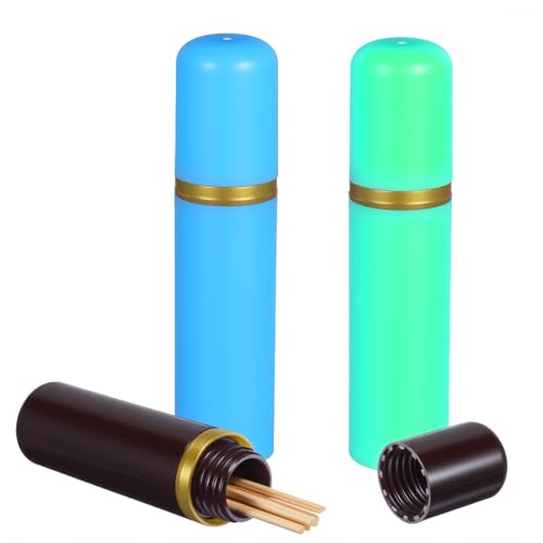 Mabor 3Pcs Plastic Travel Toothpicks Holder - Portable Pocket Toothpick Holder Dispenser, Travel Toothpicks Case for Purse Easy Carry - Plastic
