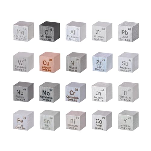 Image of 20pcs Element Cube Set 0.39 inch Density Metal Cube Set Ideal Gift | 10mm High Purity Density Cube, Ideal Gifts for Students Teacher Science Lover Collection&DIY, Interesting Teaching Tool