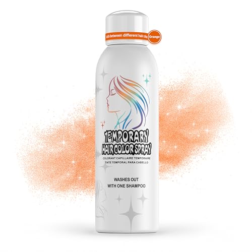 Orange Temporary Hair Color Spray for Adults Instant Colored Hair Alternative Non-Sticky Gentle Formula Washable Disposable Party Dye Cosplay Christmas Halloween 150ml