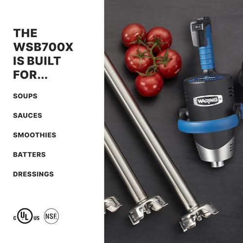 Image of Waring Commercial EvolutionX Immersion Blender, 1.5 Horsepower Motor, 21 inch Stainless Steel Shaft, Variable Speed, 50-Gallon Capacity, for Professional Hand Blender for Kitchens & Catering, WSB700X