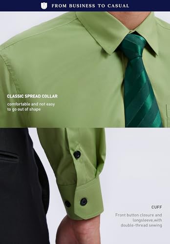 Image of HISDERN Mens Dress Shirt with Tie Pocket Square Set Classic Button Down Shirt Matching Tie Long Sleeve Shirts