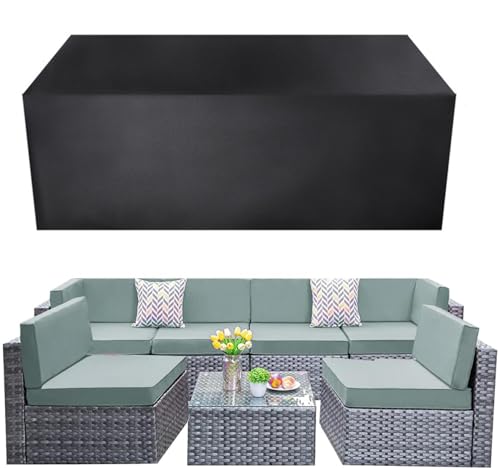 Funda para muebles de ratán para exteriores, 50 x 50 x 38 cm, impermeable, tela Oxford 600D, cubierta para muebles de patio y jardín, segura contra rayos UV y forro de PVC