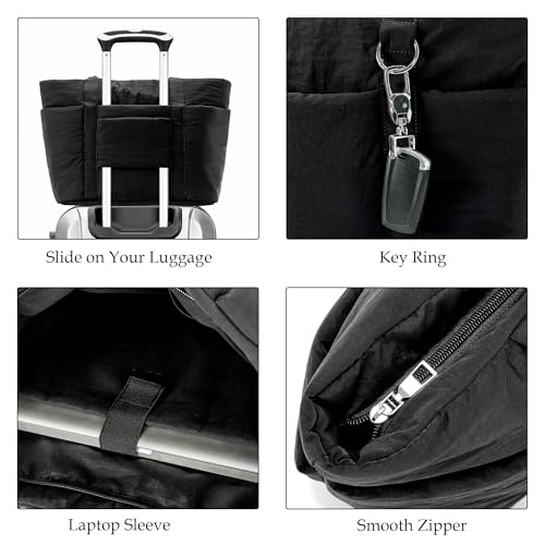 Herald Multi Pocket Tote Bag for Women, Large Puffy Shoulder Purse Handbag with Compartments for Travel,Work,GYM 6