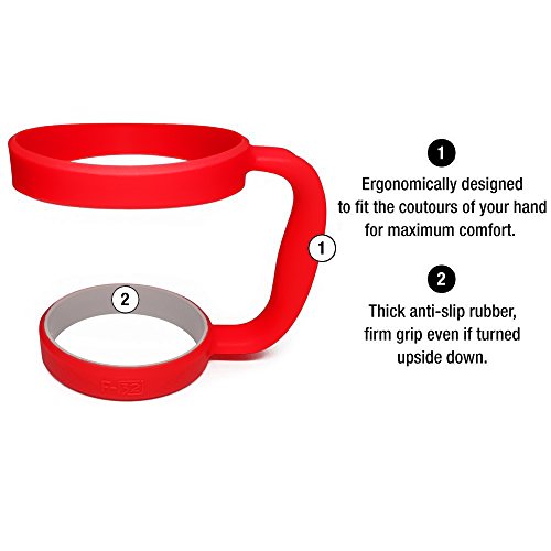 F-32 Handle - 19 Colors - 30Oz Size - Compatible With 30 Oz Yeti And 30 Oz. Ozark Trail Tumbler Travel Mug (30Oz, Strawberry Red) #TOP1