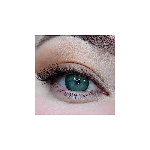 MYSALENS® Lentilles De Contact De Couleur Candy Premium Hidrocor Vert très haute opacité Kit De Rangement Boitier Pince applicateur Offert 12 Mois sans correction