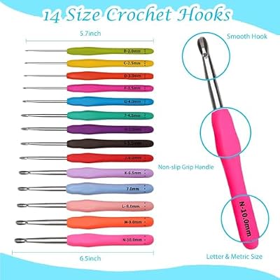 Yarniss Crochet Kits for Beginners - 840 Yards Yarn for Crocheting with 14 Size Hooks 2.0-10.0mm,Learn to Crochet Set with Bag&Accessories,Turquosie