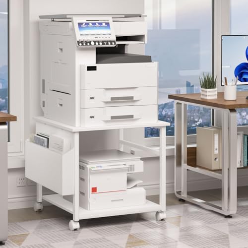 Image of Lerliuo White Large Printer Stand with Storage