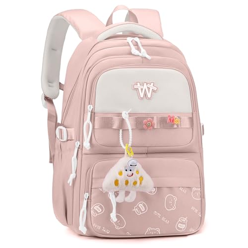 Clufar Schulrucksack Mädchen 12 Jahre Rosa Schulranzen Mädchen Teenager für Schule Reisen Wasserdicht Rucksack Damen Daypacks Schultasche Backpack School Bag Großer für Causal Wrok,Pink