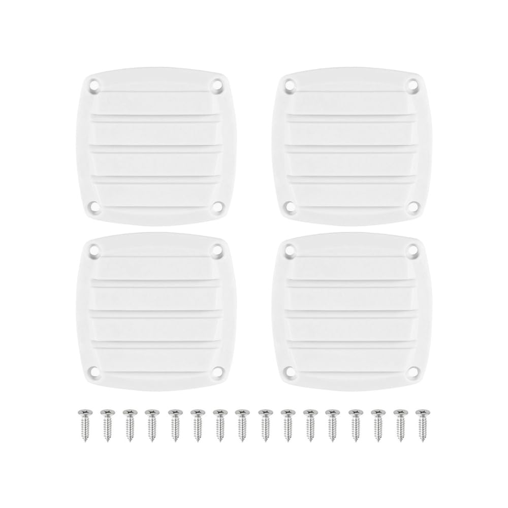 Dongker White 4 Pcs Marine Boat Air Vent,Louvered Flush Thru Vent For Yachts Sailboats Fishing Boats