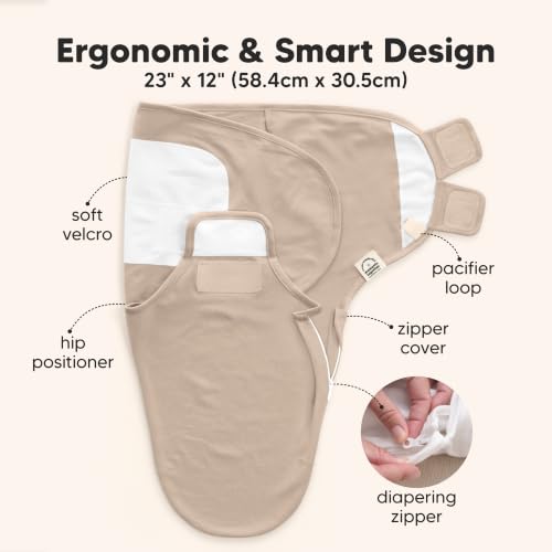 Image of KeaBabies Newborn Swaddles with Zippers, 3pk Baby Swaddle (Ecru, 0-3M) | Organic Cotton Swaddles for Newborn, Baby Swaddle 0-3 Months, Infant, Baby Girls, Boys, Soft & Durable, Easy Diaper Change