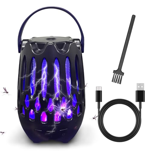 Destructeur d'insectes électrique 1200 V 2 en 1 - Piège à moustiques électrique UV - Batterie - Piège à mouches électrique USB - Lampe anti-moustiques -...