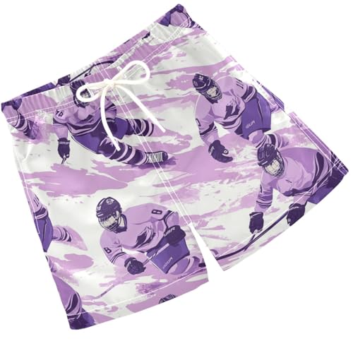Pigsaly Boys Swim Trunks Hockey Ice Ballpurple Grunge Boys Board Shorts Swimsuit Swimwear Summer Bathing Suit 2T Multicolor