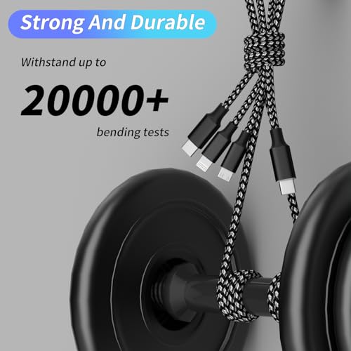 Image of USB C Multi Charging Cable [2Pack 4FT], 3 in 1 Charging Cable Nylon Braided Multiple Charger Cord, Travel Charger with Type-C, Micro USB and IP Port for iPhone 17 /16 /15 Series /Cell Phones and More
