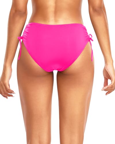 Image of Daci Women Mid Waist Bikini Bottoms - Full Coverage Swim Bathing Suit Bottom Side Tied Swimsuit Bottoms