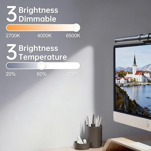 Colorpanda Monitor Light Bar (Black) - Computer Monitor Lamp for Home Office Gaming,Eye-Care LED Screen Bar, Touch Control USB Reading Desk Lamp for Flat & Curved Monitor — view 4