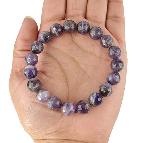 Image of Certified Natural Crystal Stone Diamond Cut /Faceted 10 mm Beads Bracelet for Men & Women | Reiki Charged Gemstone Jewellery | Multiple Stone Variants Available