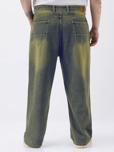 Image of Urbano Plus Men's Loose Baggy Fit Heavy Washed Jeans Non-Stretchable