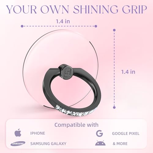 Transparent Phone Ring Holder 2 Pcs, Clear Cell Phone Ring 2 Rose Gold Diamond - Photo 19 sur 31
