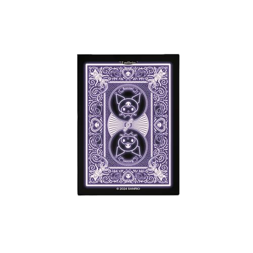 Image of Bicycle Kuromi Sanrio Playing Cards Black Pink Purple 1 Deck Kawaii | Kuromi and Baku on court cards, Neon pink and purple on black backgrounds, Cheeky design with skulls, Made in USA