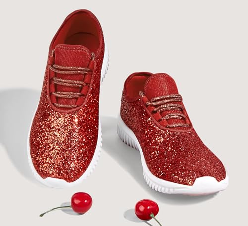 Image of K KIP WOK Fashion Glitter Sneakers for Womens Silp On Running Shoes Lightweigt Tennis Walking Sneakers
