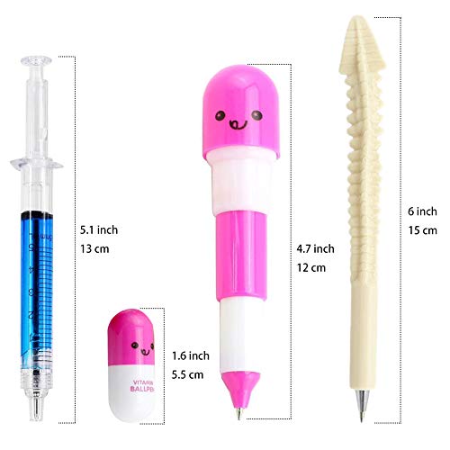 Sunangel 4 Syringe Pens + 6 Pill Pens & Capsule Pens + 10 Bone Design Ballpoint Pens For Halloween,Thanksgiving,Christmas,New Year’s Day #TOP2