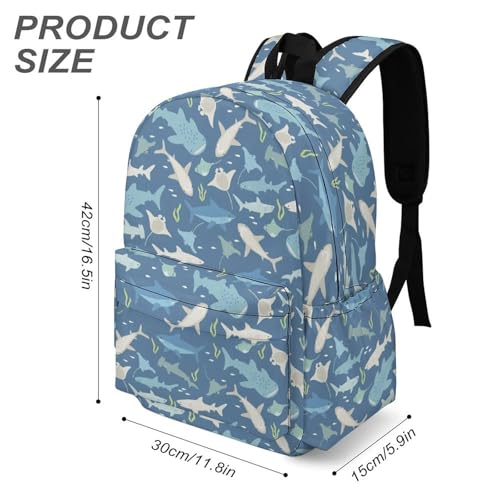 Shark Backpack Daily Commuting Casual Fashion 17 Inch Oxford Backpack3