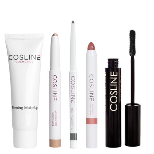 COSLINE Starter-Set, Make-up-Set, Schminken für Anfänger, Kosmetik-Grundausstattung, Ideal als Geschenkset, Für Grundierung, Augen, Lippen, Made in Germany