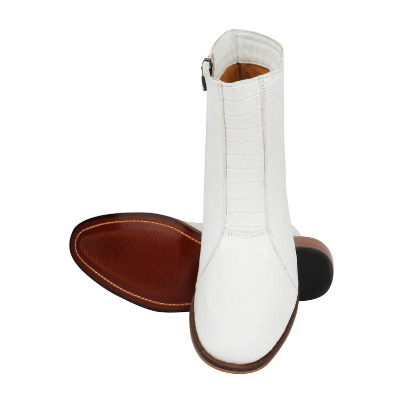 Image of LIBERTYZENO Mens Animal Print & Plain Leather Adults High Ankle Retro Dress Boots for Easter Gift