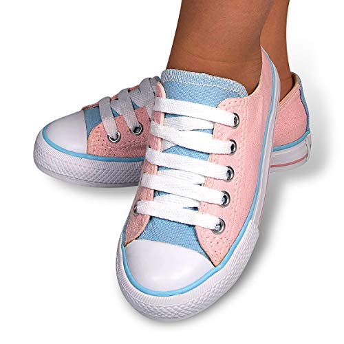 Tênis Infantil Star Lona Unissex Cano Baixo Confortável Tamanho:31;Cor:Rosa e Azul
