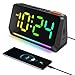 LED Digital Alarm Clock, Color Changing Night Light Clock with Dynamic RGB Display, Extra Loud Alarm Clock for Heavy Sleepers, Adults, Kids, Teens â€“ Cool Black