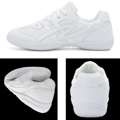 WUIWUIYU Girls White Cheerleading Shoes Breathable Youth Cheer Competition Sneakers Athletic Training Dance Tennis Walking Shoes4