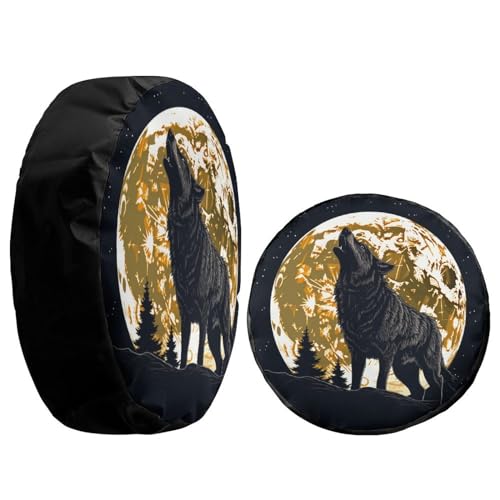 Image of Delerain Howling Wolf Spare Tire Covers for RV Jeep Trailer SUV Truck and Many Vehicle, Wheel Covers Sun Protector Waterproof (15 Inch for Diameter 27 inch-29 inch)