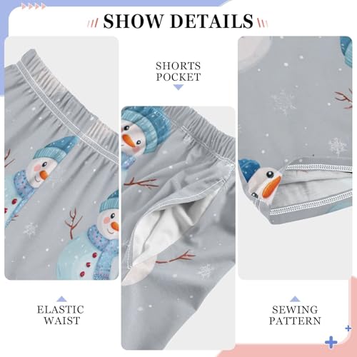 Xmas Snowman Blue Lounge Pajama Pants Soft PJ Bottoms for Sleepwear Ages 6-14 Years4