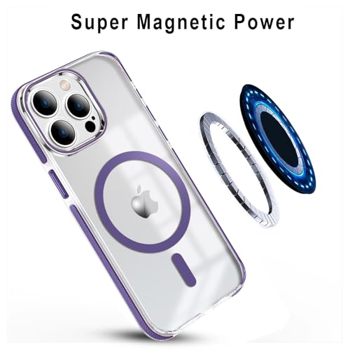 Image of MINTZZ ️ for iPhone 15 Pro Max Case, Compatible with MagSafe, Military-Grade Protection, Yellowing Resistant, Scratch-Resistant TPU Back, Magnetic Phone Case for iPhone 15 Pro Max, Clear Purple