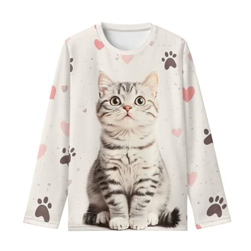 Cute Tops for Girls 3-16 Cute Crew Neck Tees Long Sleeve Shirts Kids Athletic Top Trendy Blouse for Casual Holiday