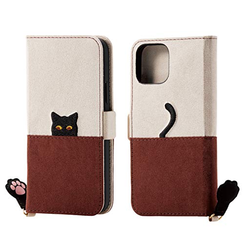 最安値 エレコム Iphone 11 Pro 5 8インチ アイフォン ケース 猫 手帳型 可愛い おしゃれ 耐衝撃 Tpu ベージュ ダークブラウン 1個の価格比較