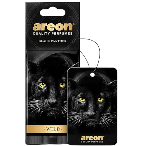 Image of AREON WILD - Hanging Custom Cute Funny Car Air Freshener for Home & Office - Premium Cologne Perfume with Natural Fragrances - Long Lasting, Fresh, Luxurious Scent - Stylish Design - Black Panther