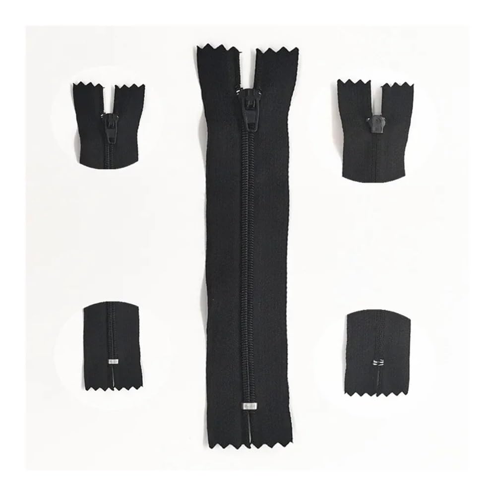 ERQIAO 10 cremalleras cerradas de nailon 3# de 7,5 cm a 60 cm, adecuadas para ropa, 20 colores (dorado, 40 cm, 10 unidades)