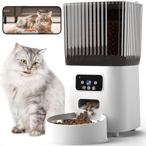 Sandpoy Automatic Cat Feeder with Camera, 1080P Live Video with Night Vision, 6L/25 Cups Timed Cat Food Dispenser for Remote Feeding, 2-Way Audio, Pet Feeder for Cats and Dogs with App Control Cover