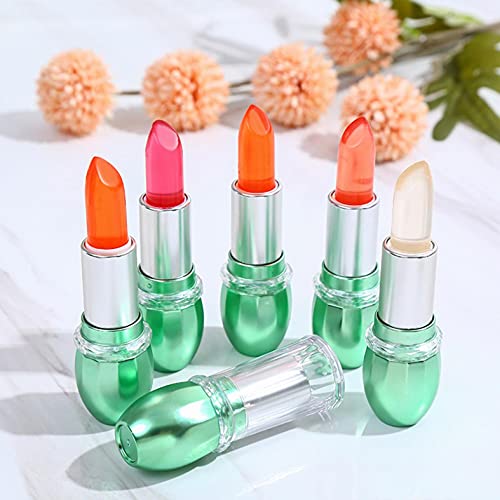 Aloe Vera Lipstick Magic Colors Changing , ULemeili Crystal Jelly Lip Stains Waterproof Long Lasting Moisturizing Lip Balm ,Non-Marking Non-Stick Cup Temperature Color Change Lipstick ,Lip Care