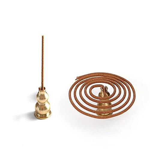 Skmihjl Copper Incense Burner Incense Cone Holder Coil Incense Holder Incense Stick Holder, Nine-Hole Mini Brass Incense Holder Drum-Shaped/Water Drop/Gourd Incense Burner,4 Styles (Golden) #TOP1