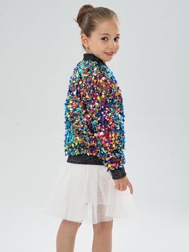 Image of 2Bunnies Girl Ombre Pastel Gradient Shimmer Sparkle Colorful Sequin Bomber Jacket
