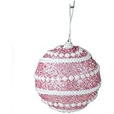Jotekonoby Kerstboom schuim bal ornament 8 cm, zachte plastic lichtgewicht hangende decoratie met spiraal ontwerp voor Kerstmis binnen buiten display (roze)