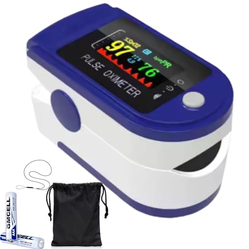 oxymetre de doigt professionnels - Ecran LED avec etui et cordon-oxymetre de pouls electronique avec Moniteur de frequence cardiaque-SPO2- etui et piles inclus