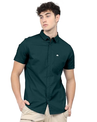 Image of BRUCEWANE Men's 100% Cotton Half Sleeve Shirt
